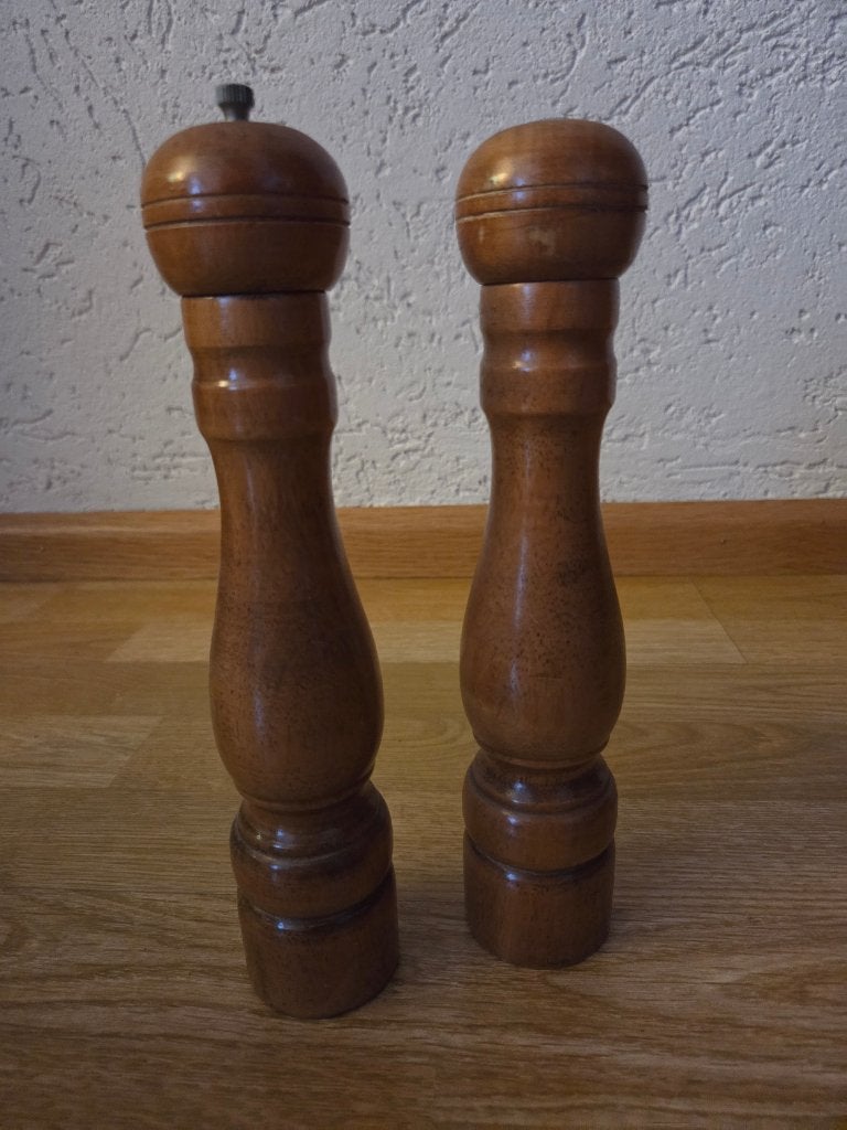 vintage, groot peper en zoutstel, hout (setprijs), Huis en Inrichting, Hout, Ophalen of Verzenden, Bruin, Overige typen