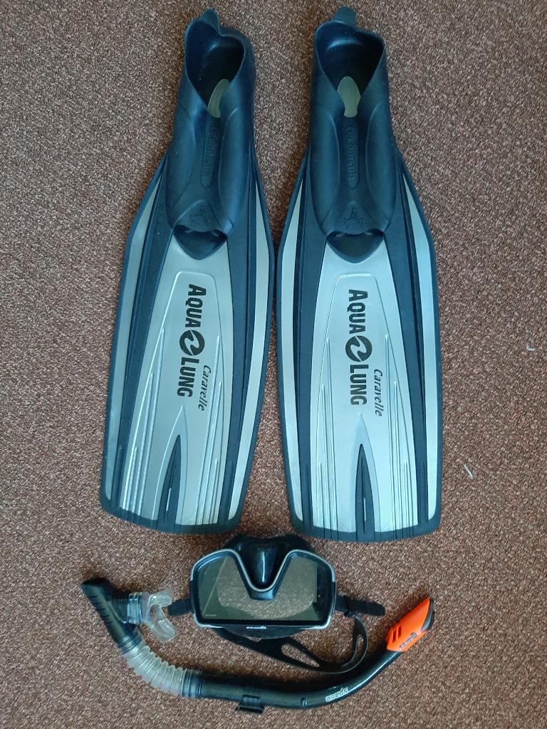 AQUALUNG sport: snorkel, duikbril en zwemvliezen maat 40/41, Watersport en Boten, Snorkelen, Ophalen of Verzenden, Gebruikt, Snorkelset