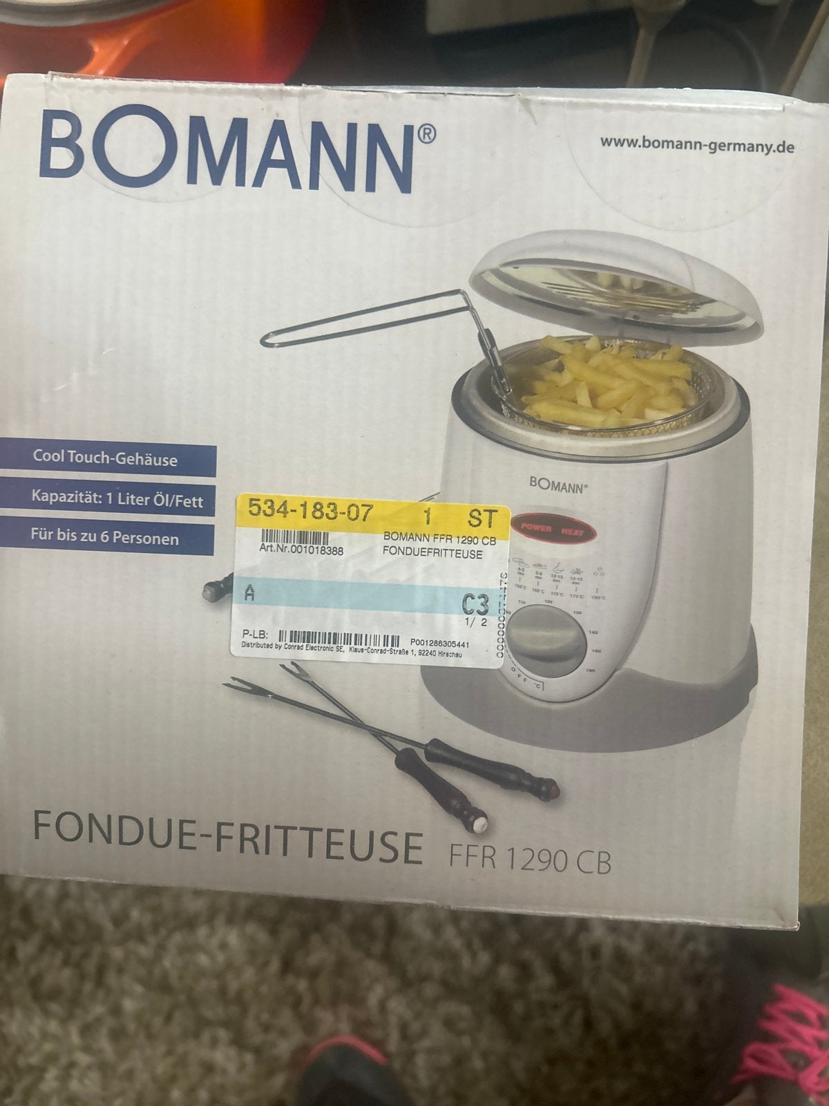 Bomann FFR 1290 CB Fondue-Friteuse - 1 Liter, 1 tot 2 liter, Ophalen, Nieuw