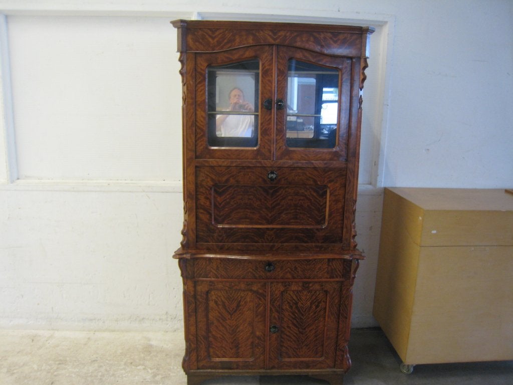 Antieke wortelnoten gefineerde secretaire, Antiek en Kunst