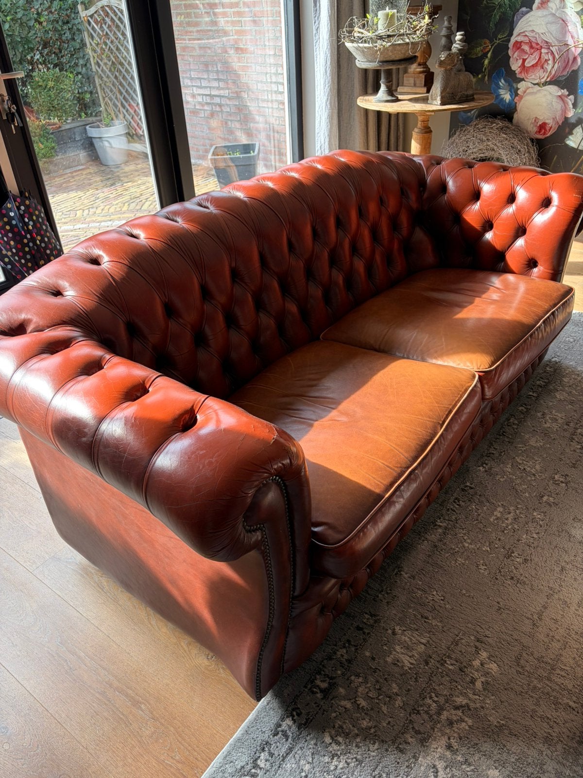 Mooie chesterfield bank met club, Huis en Inrichting, Ophalen, Gebruikt, Overige maten, 150 tot 200 cm