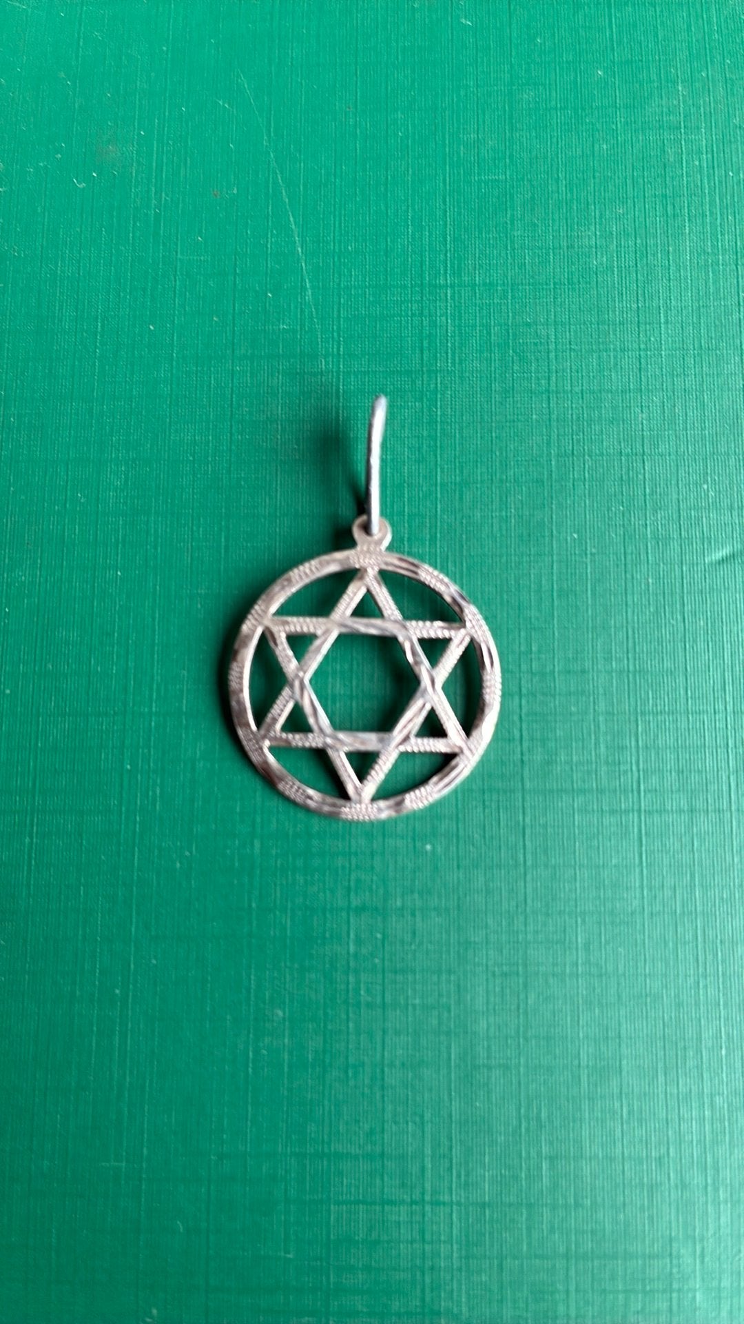 925 Sterling zilver hanger David ster Magan, Gebruikt, Ophalen of Verzenden, Kruis of Symbool, Zilver