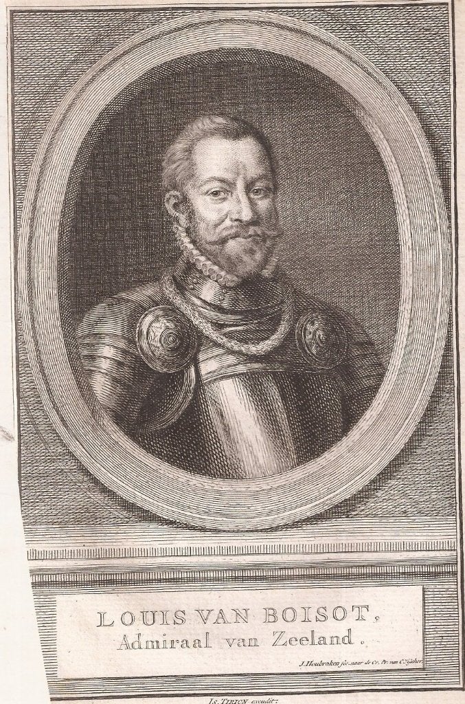Portret van Louis de Boisot, Admiraal van Zeeland ca. 1750, Antiek en Kunst, Kunst | Etsen en Gravures, Origineel, Ophalen of Verzenden