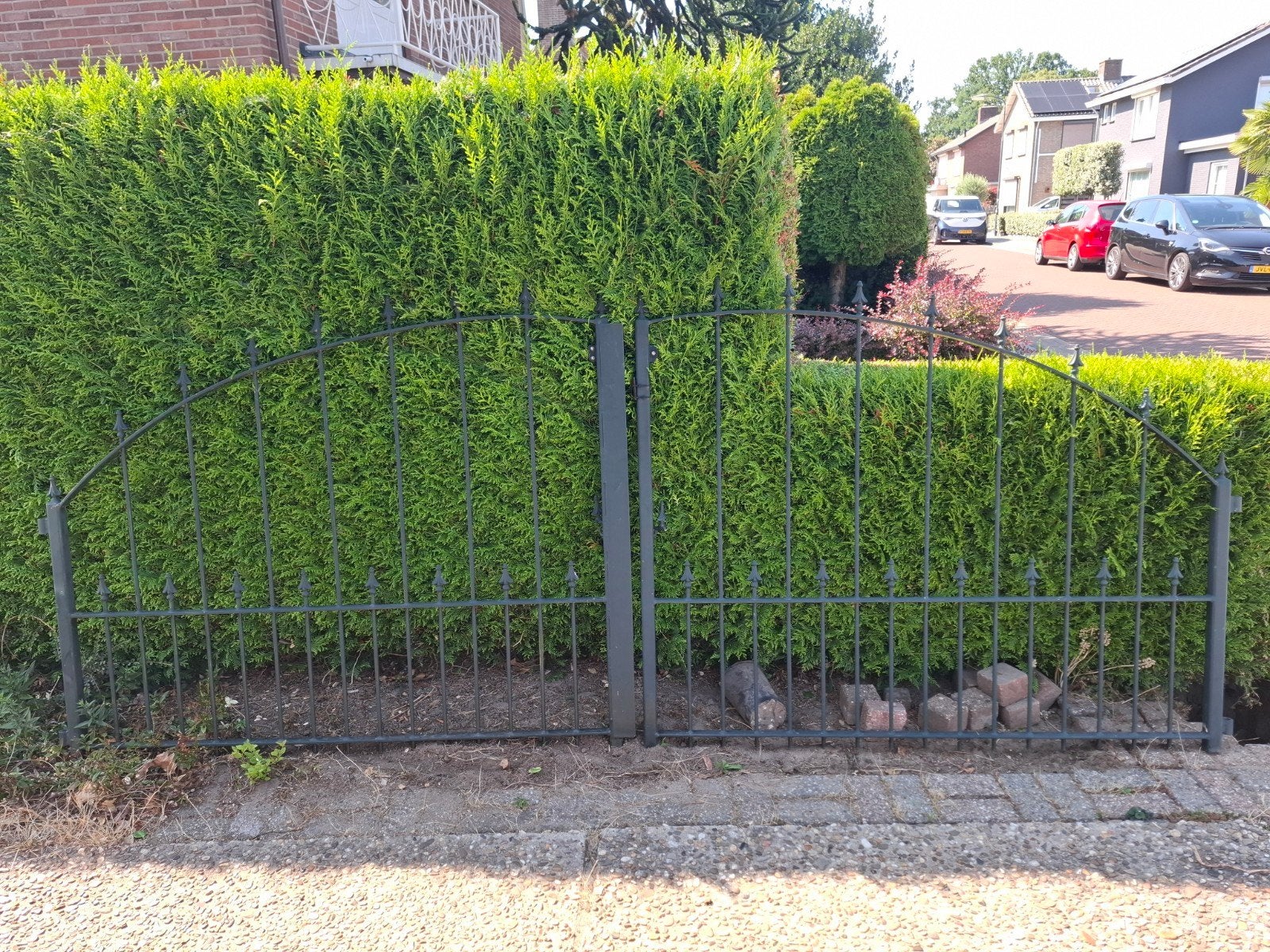 Dubbele metalen poort, Tuin en Terras, Ophalen, Gebruikt, Minder dan 10 m²