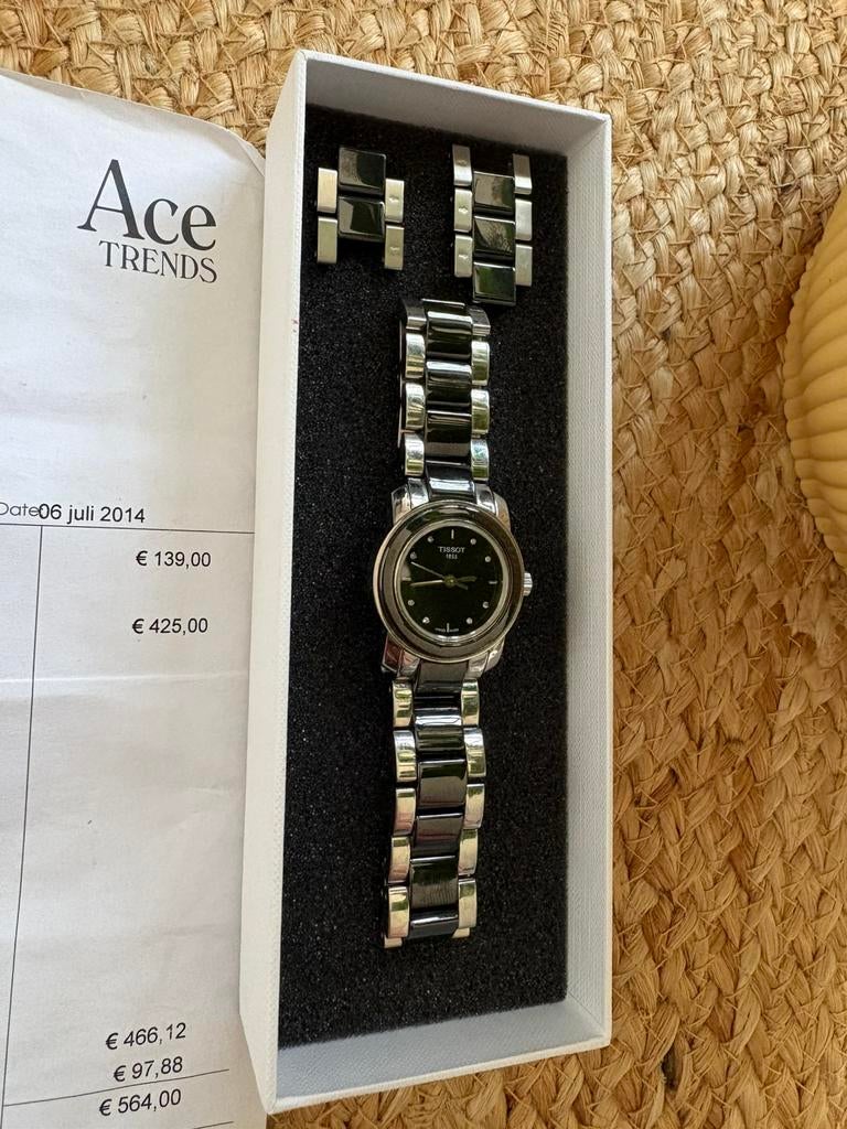 Tissot horloge T-Trend Cera Black Diamond Sapphire Crystal, Sieraden, Tassen en Uiterlijk, Horloges | Dames, Overige merken, Polshorloge