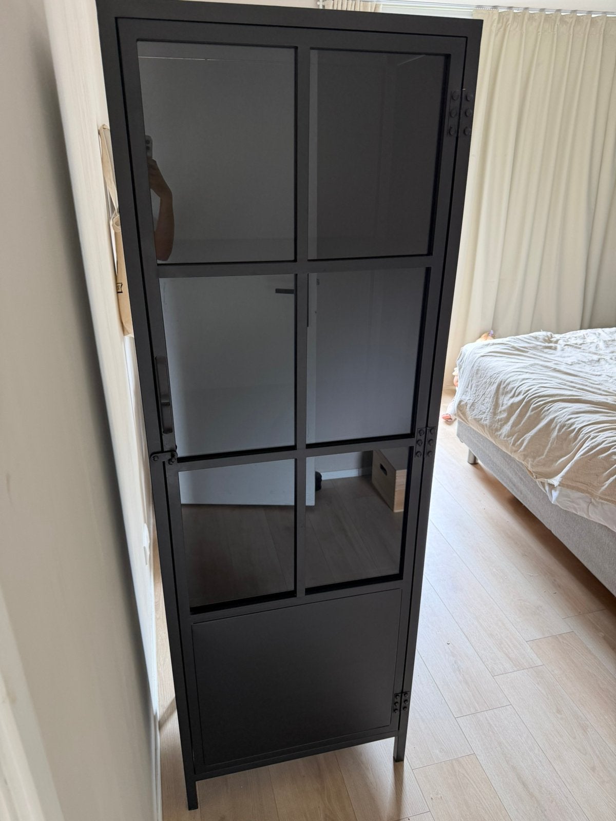Kwantum vitrinekast – zwart / industrieel, Ophalen, Gebruikt, 50 tot 100 cm, Metaal