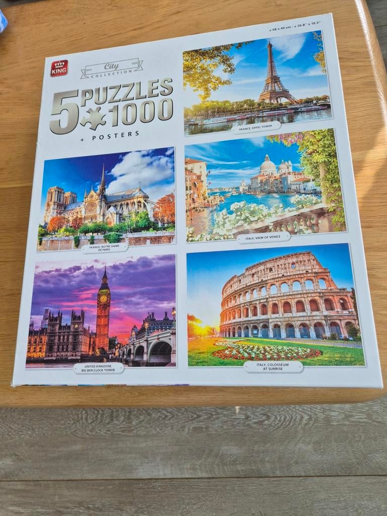 King City Collection: 5 Puzzels in 1 Doos - 1000 Stukjes, Hobby en Vrije tijd, Denksport en Puzzels, Ophalen of Verzenden