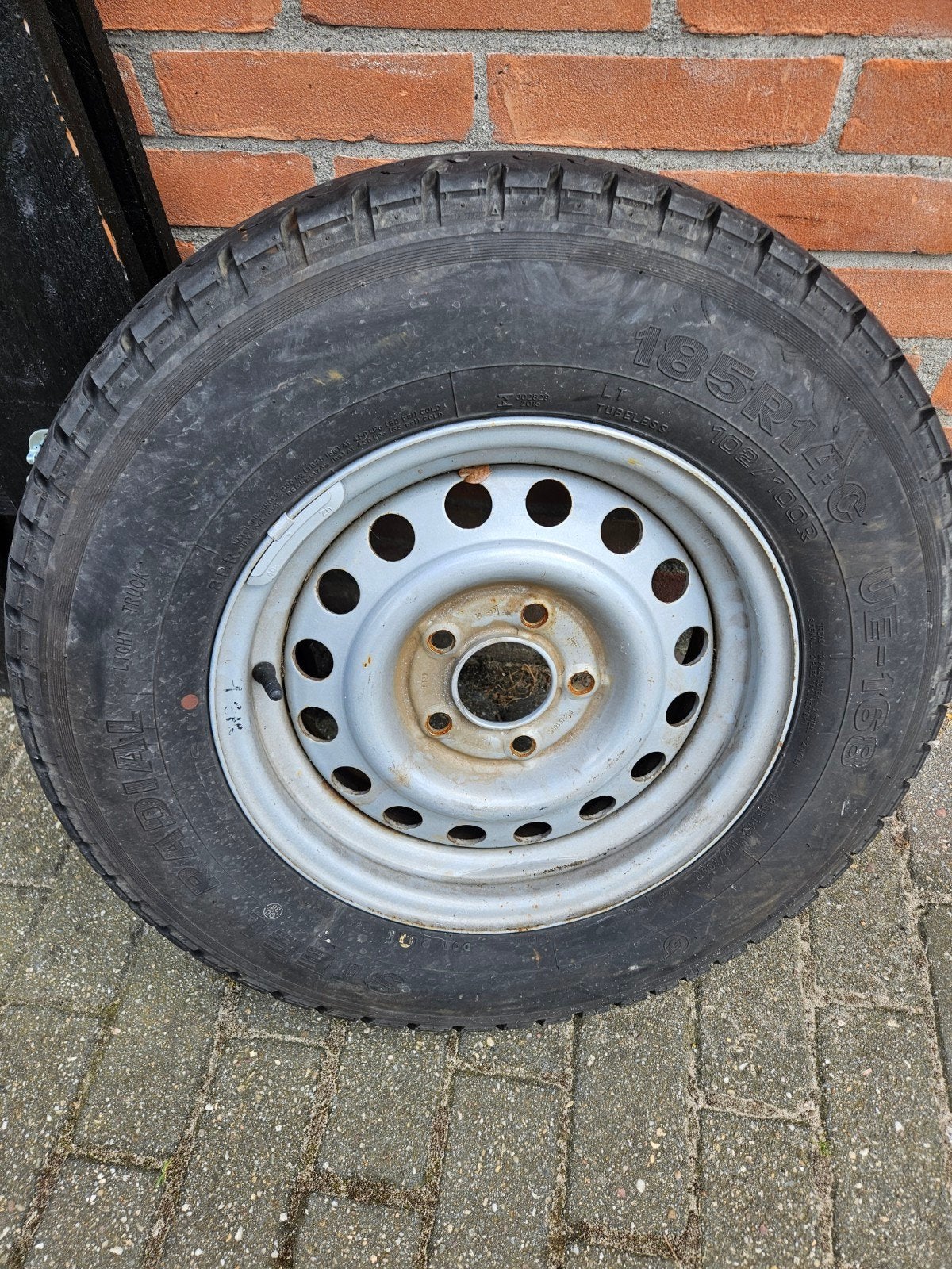 2x 185R14C Band op velg voor aanhangwagen, Auto diversen, Aanhangwagen-onderdelen, Ophalen of Verzenden, Gebruikt