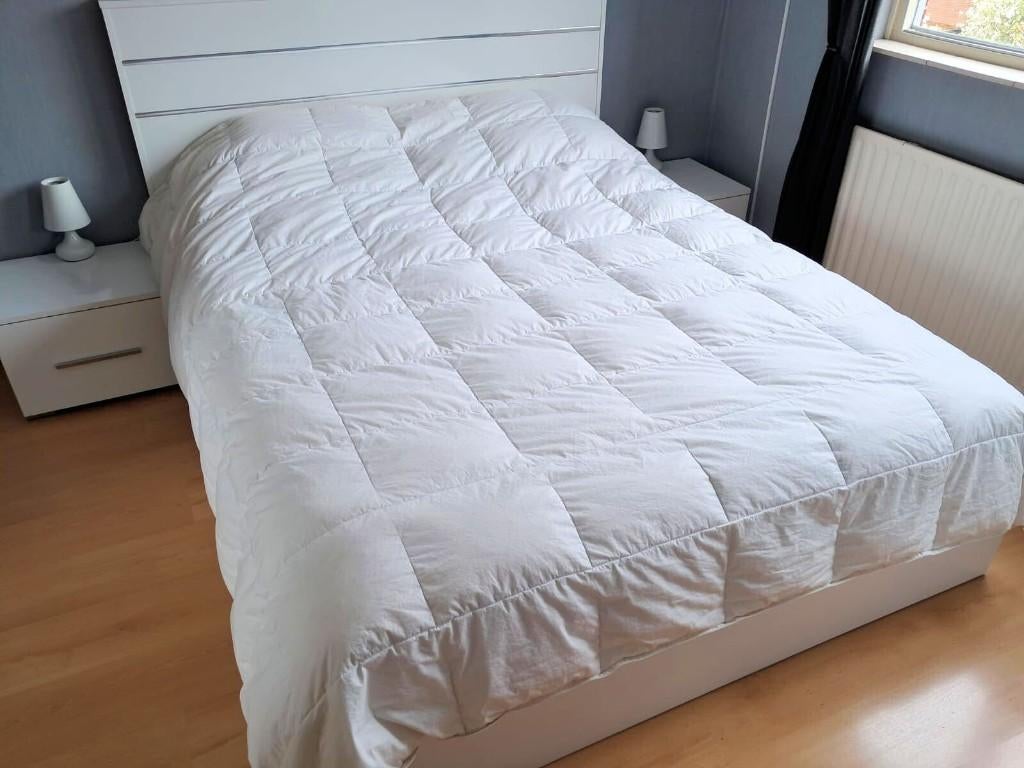 Slaapbed, 160 cm x 200 cm, matras, 3 kasten, Ophalen, Overige materialen, Wit, Tweepersoons