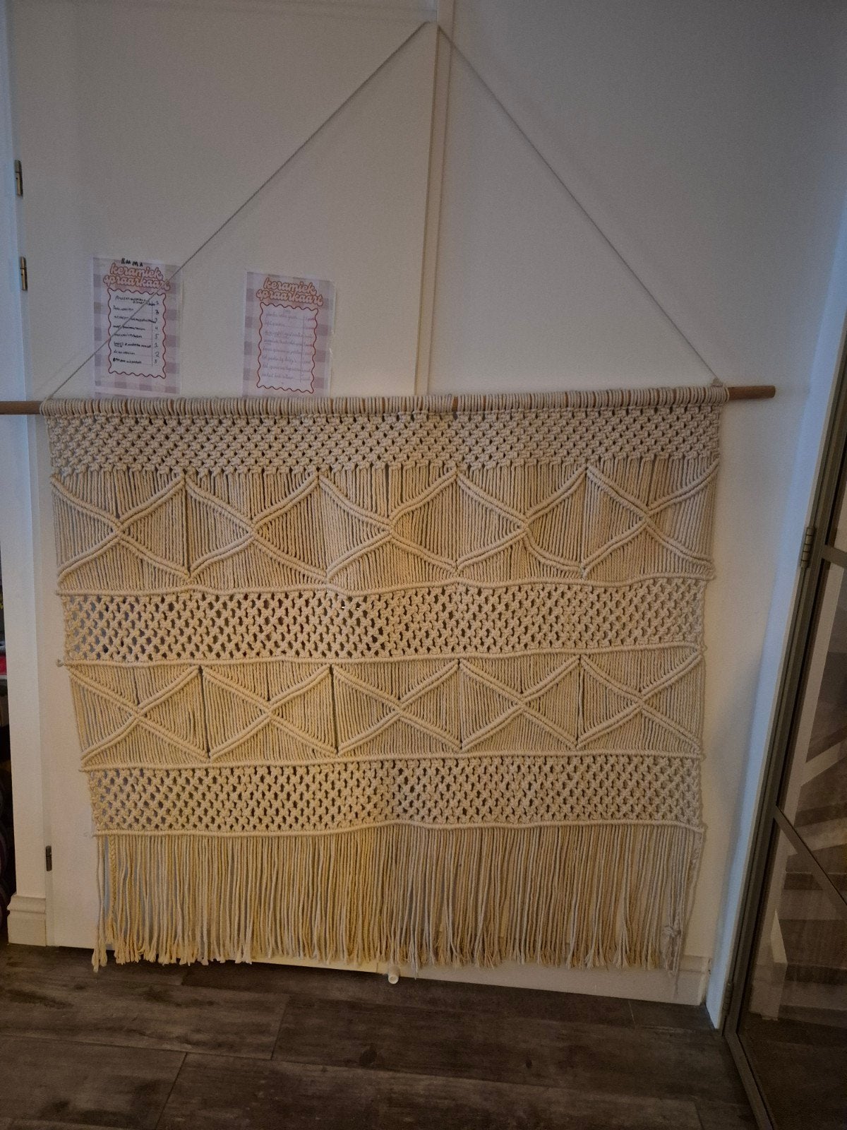 Macramé wandkleed - 160cm breed, 140cm hoog, Huis en Inrichting, Boho, Zo goed als nieuw, Handgemaakt, Ophalen