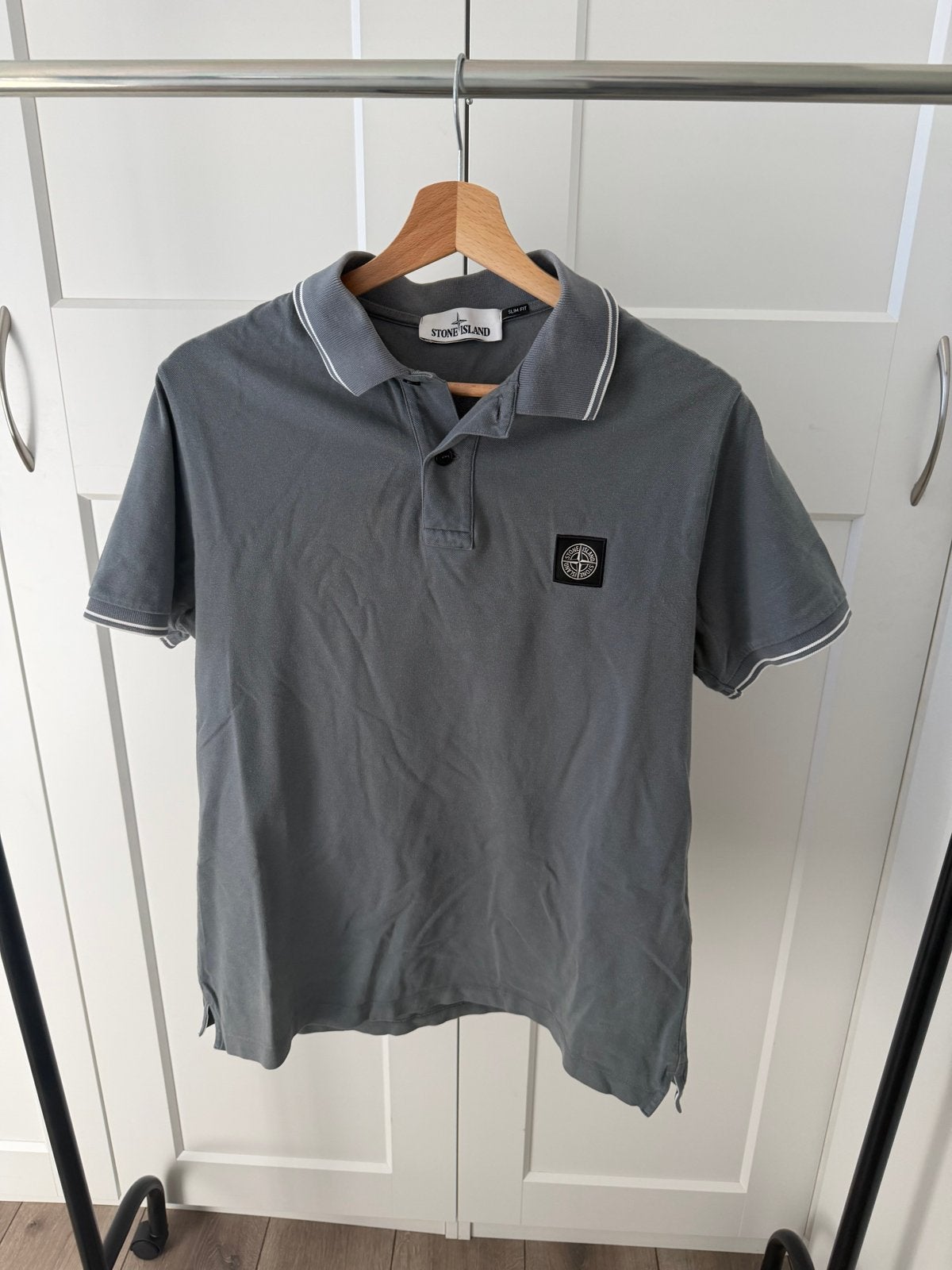 Stone Island Slim Fit Polo Grijs Maat L, Ophalen of Verzenden, Zo goed als nieuw, Maat 52/54 (L), Grijs