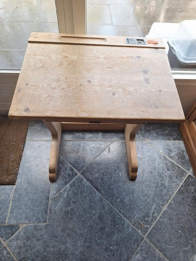 Vintage houten schoolbank - hoger model, Ophalen