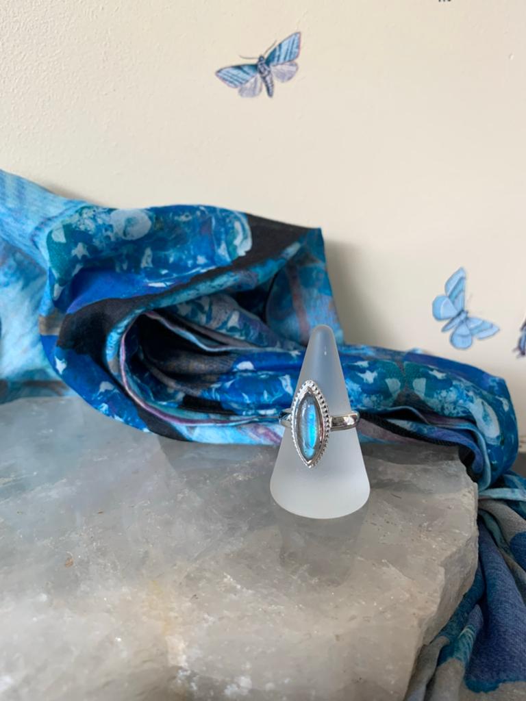 Labradoriet geluk beschermt aura straling magie intuïtie TIP, Sieraden, Tassen en Uiterlijk, Ringen, 18 tot 19, Blauw, Nieuw, Ophalen of Verzenden