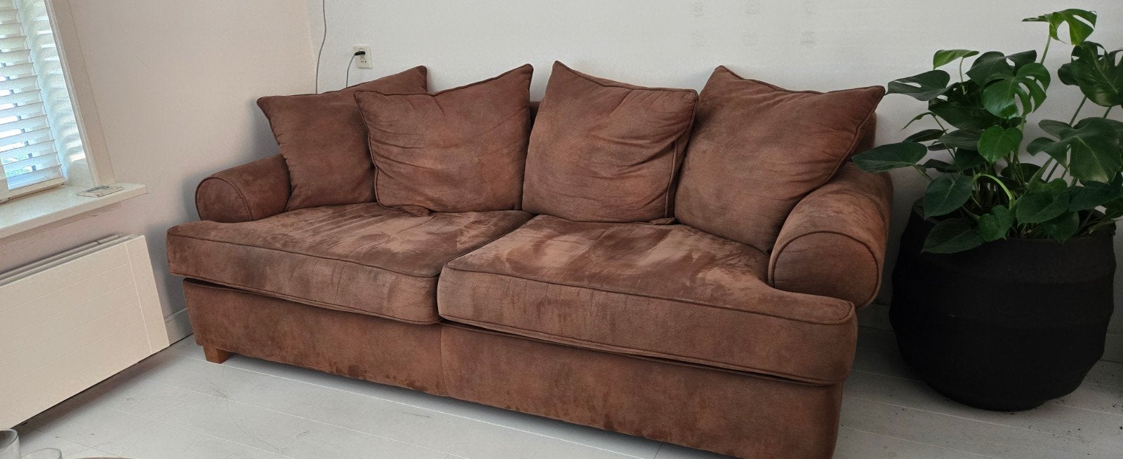 Stoere kunstleren 3-zitsbank van Rofra Interieur, Ophalen, Gebruikt, 100 tot 125 cm, Driepersoons