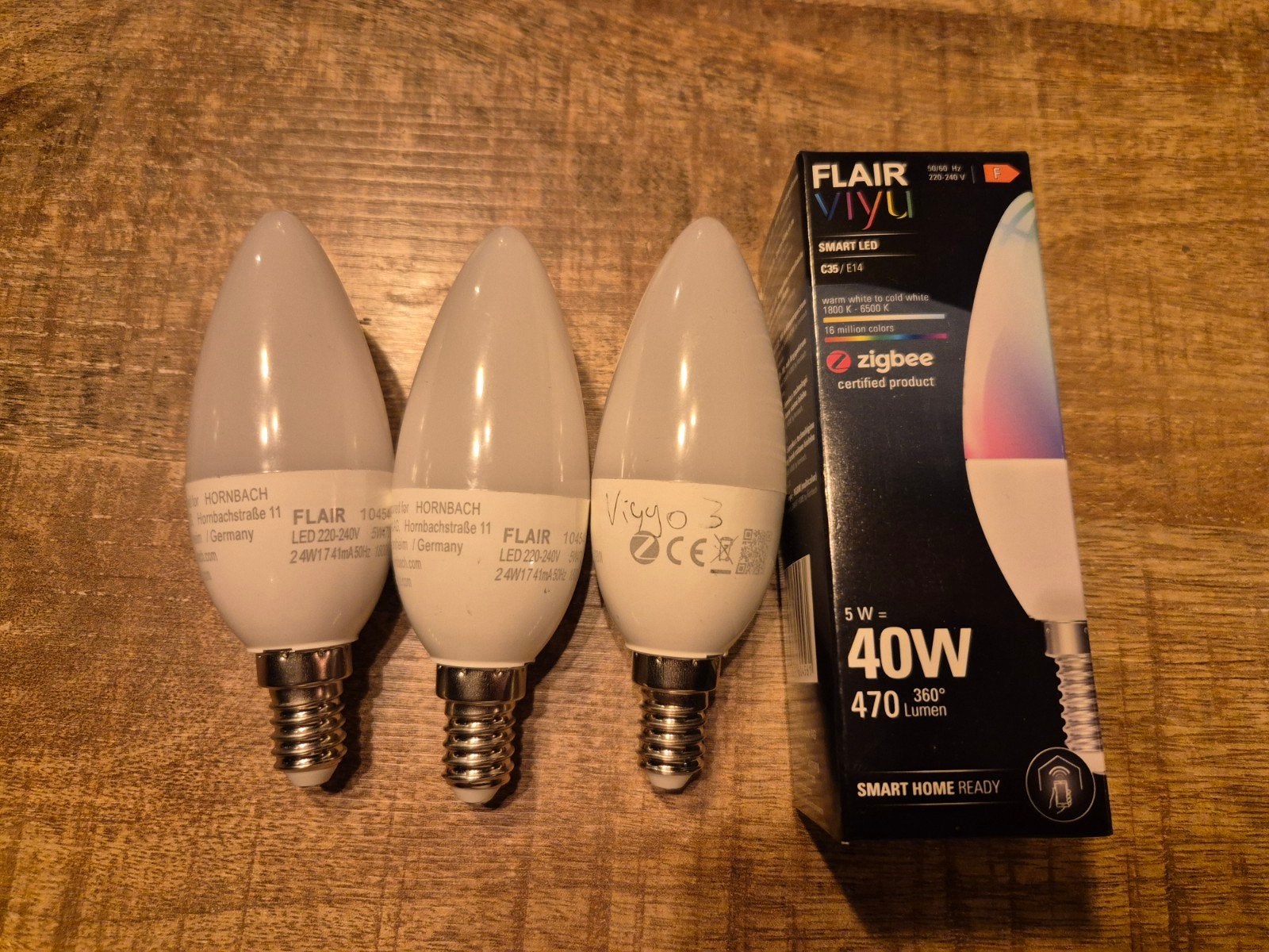 4 FLAIR viyu Smart LED C35/E14 Zigbee kleuren lampen dimbaar, 30 tot 60 watt, Meerkleurig, E14 (klein), Ophalen of Verzenden