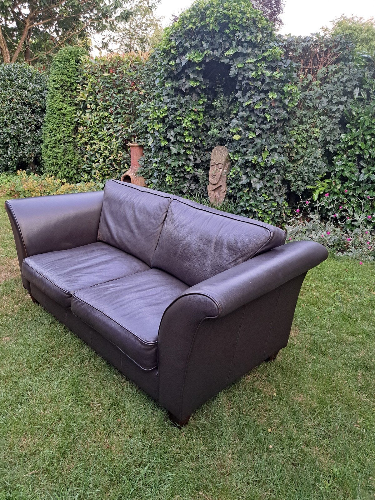 Donkerbruine kwaliteitsleren 2,5 zits bank, Ophalen, Gebruikt, 200 tot 250 cm, Leer