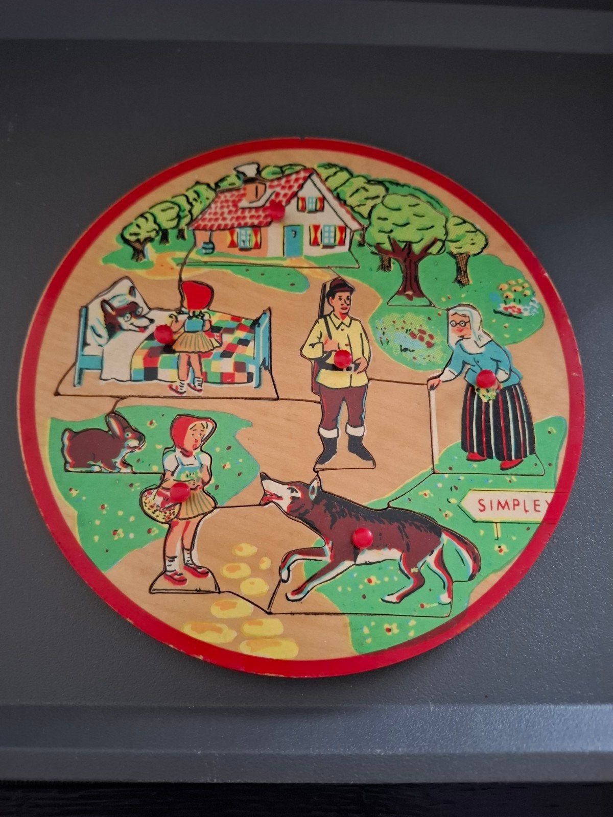 Vintage Simplex  Puzzel Roodkapje, Kinderen en Baby's, Speelgoed | Kinderpuzzels, Ophalen of Verzenden
