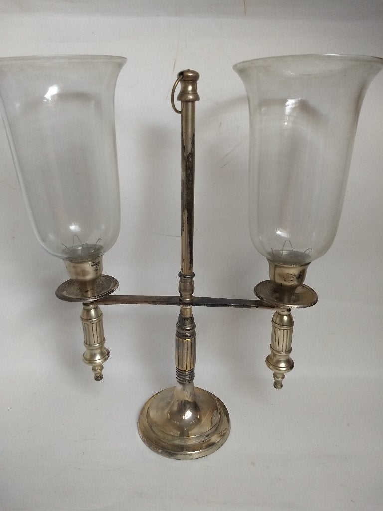verzilverde vintage kandelaar met glazen kelken, Ophalen, Zilver