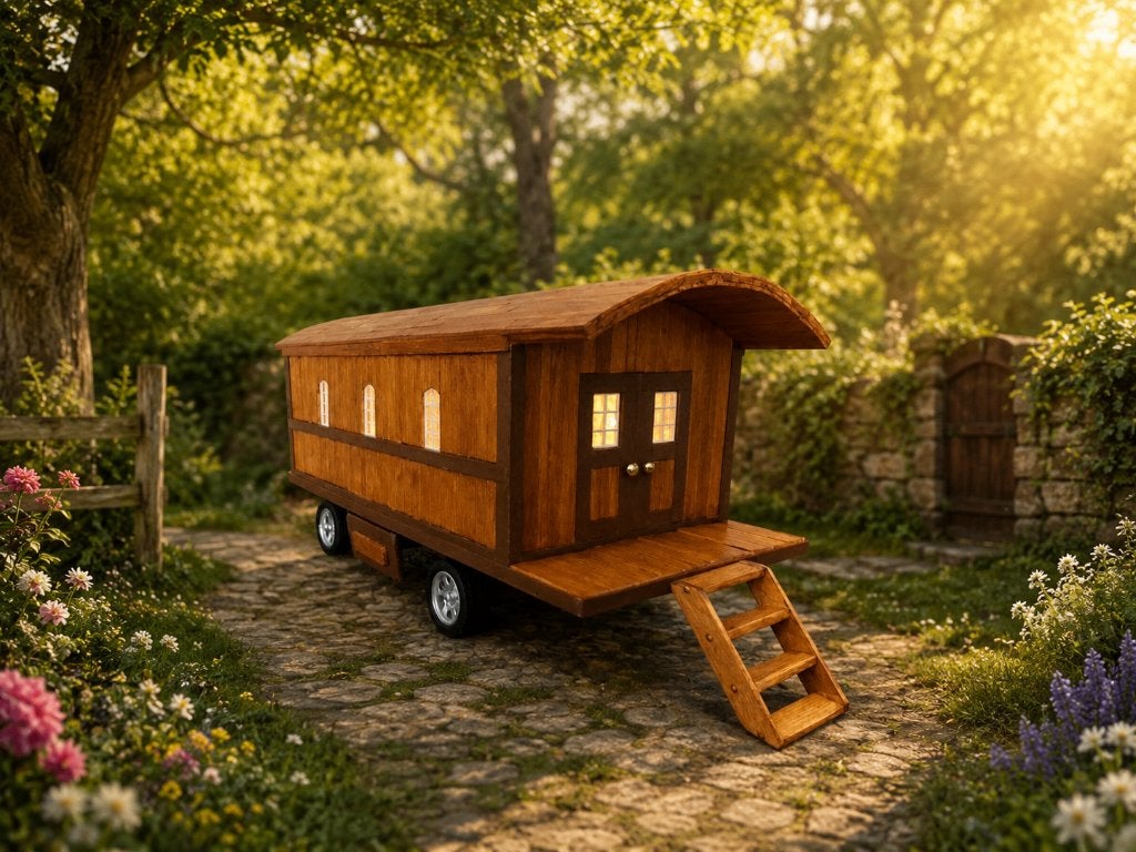 Woonwagen Miniatuur Met Verlichting., Verzenden, Nieuw, Decoratie