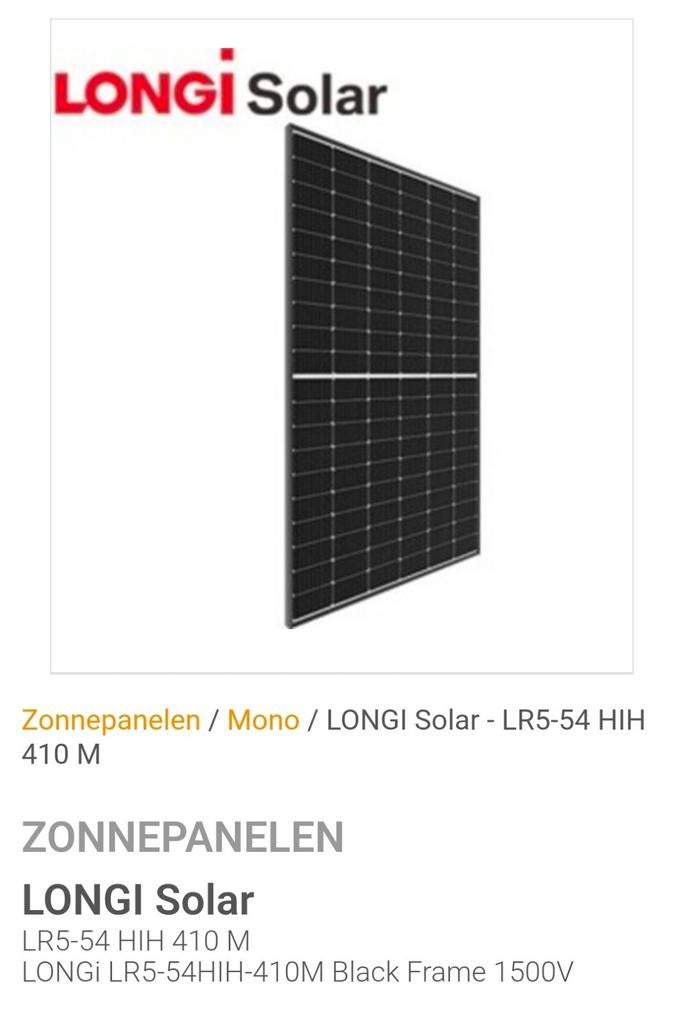 10 st. LONGi Solar LR5-54HIH 410M Zonnepaneel - Nieuw, Doe-het-zelf en Verbouw, Zonnepanelen en Toebehoren, Ophalen of Verzenden