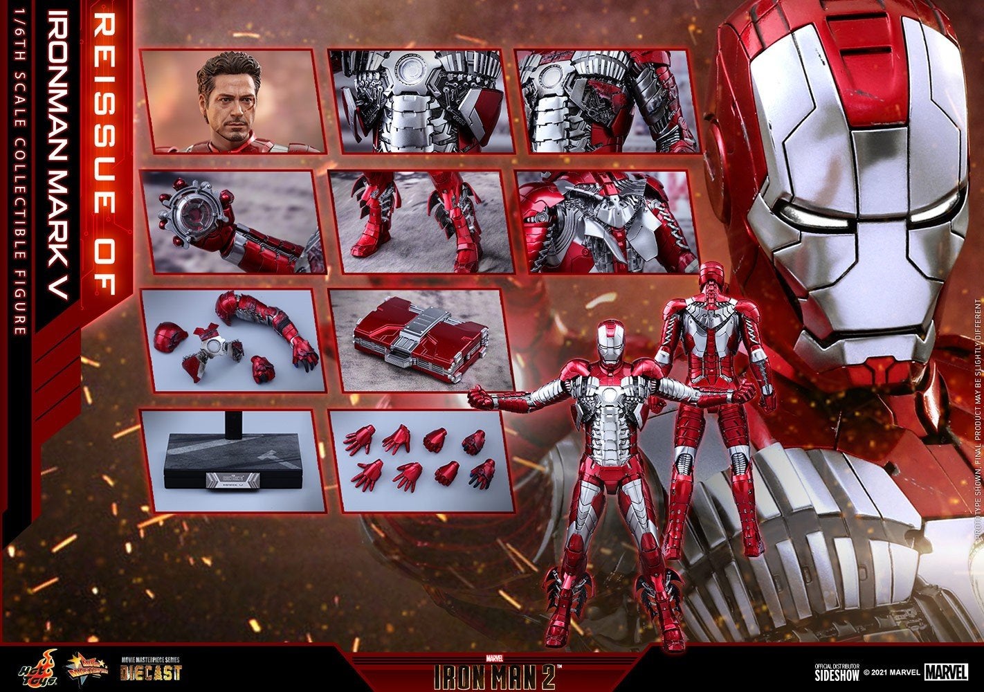 Hot Toys Iron Man Mark V Diecast 1/6 Schaal Figuur, Ophalen of Verzenden, Zo goed als nieuw