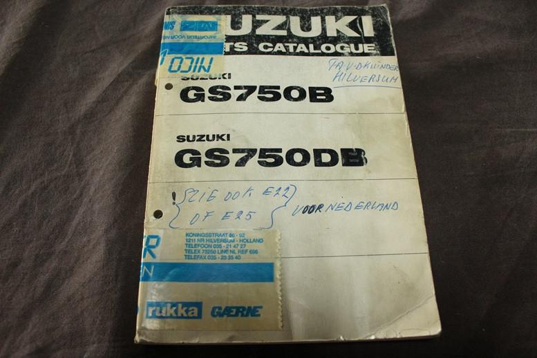 Suzuki GS750 B DB 1976 motorcycle parts catalogue GS 750, Motoren, Handleidingen en Instructieboekjes, Ophalen of Verzenden, Suzuki