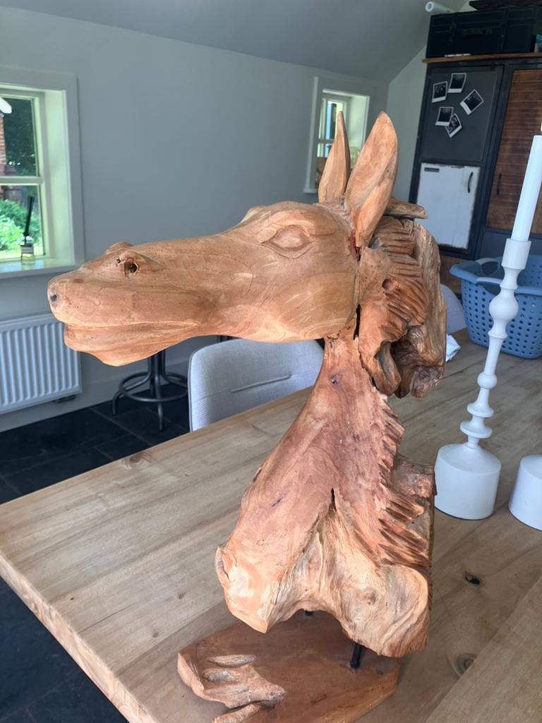 Houtsnijwerk paardenhoofd, Antiek en Kunst, Ophalen of Verzenden