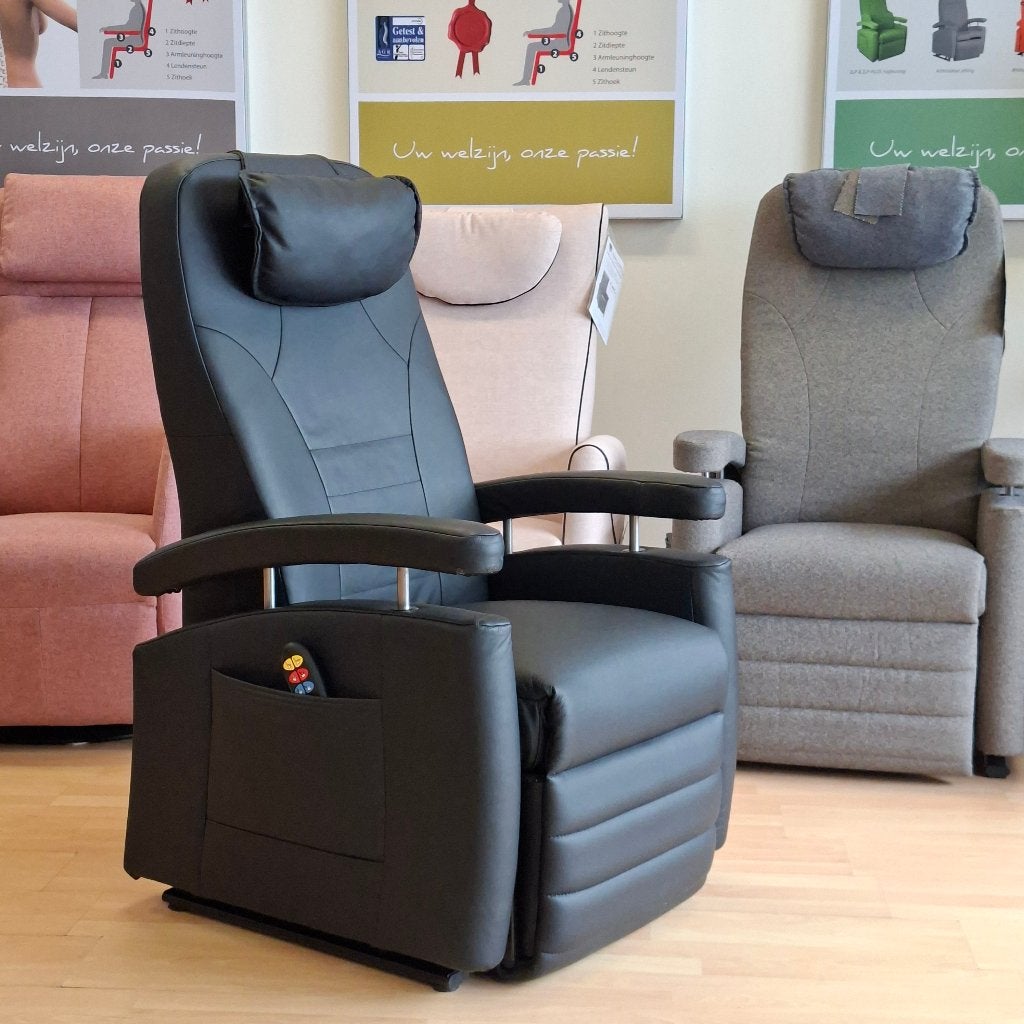 Fitform 570 Vario III sta op stoel zwart leer (Occasion), Huis en Inrichting, Ophalen, Gebruikt, Senioren, Relax, Zorg, 75 tot 100 cm