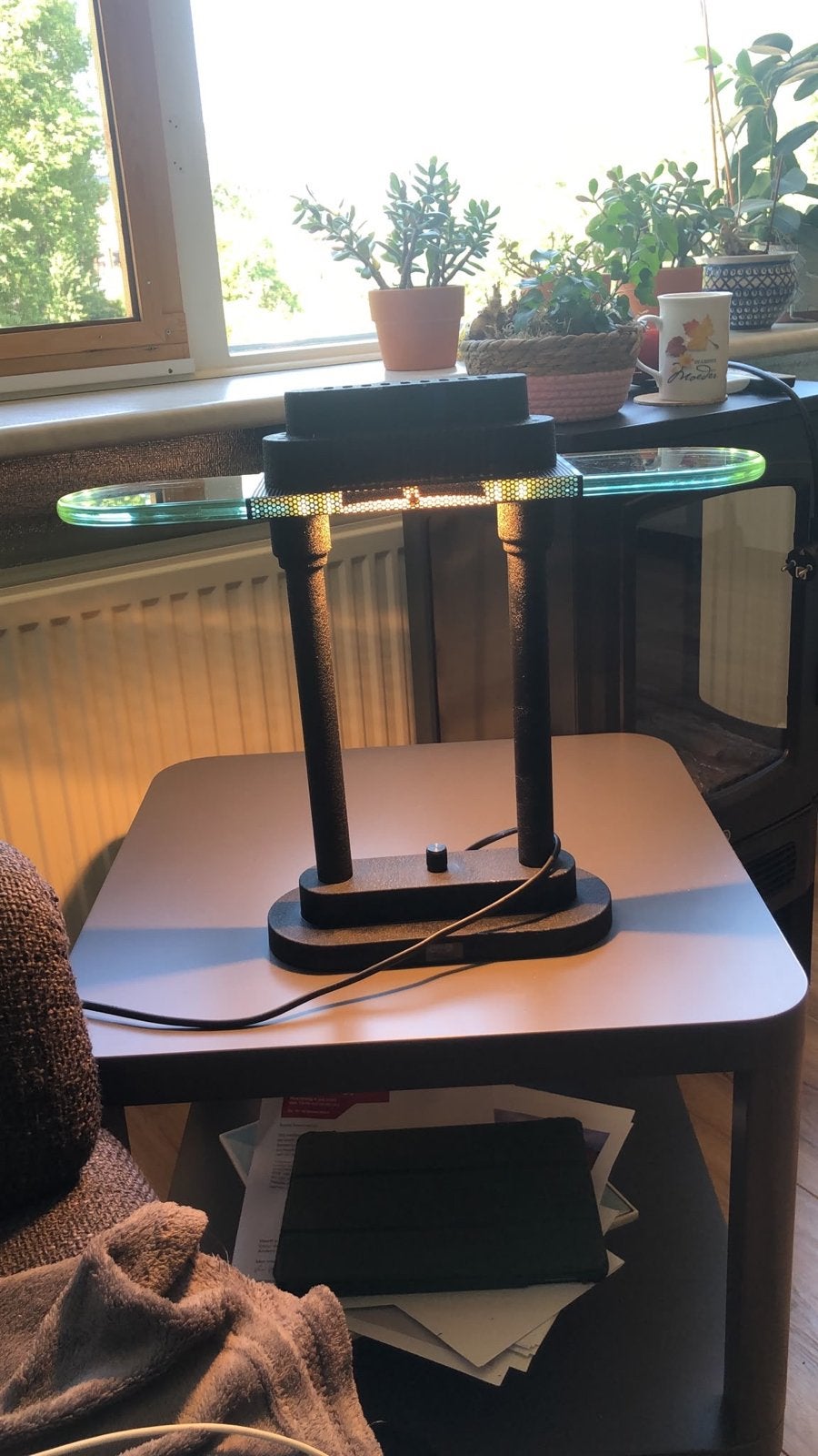 Moderne tafellamp met glazen accent, Ophalen, Met schakelaar, Gebruikt, Overige merken