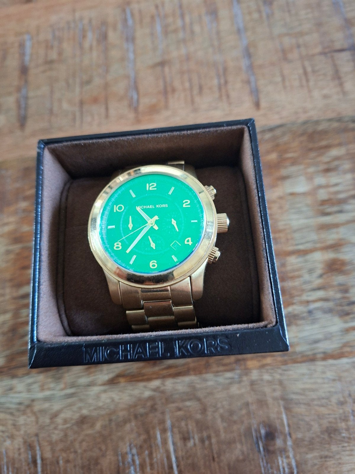 Michael Kors Gouden Horloge met Groene Wijzerplaat, Ophalen of Verzenden