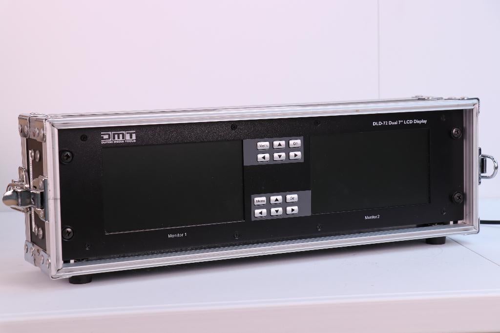 DMT Dual LCD Screen Monitor Rack 19" 3U  7" Display, Gebruikt, Ophalen of Verzenden, Overige typen, Overige resoluties