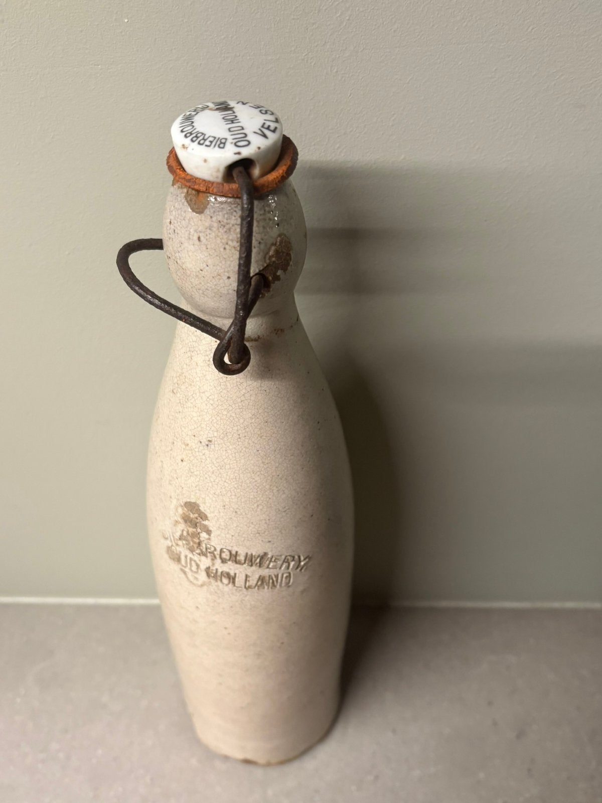 Antieke Stoneware bierkruik Stoombierbrouwerij Oud Holland, Verzamelen, Biermerken, Ophalen of Verzenden, Zo goed als nieuw, Overige typen