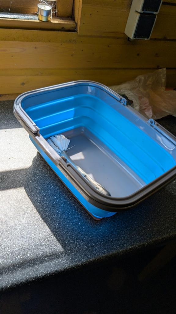 Opvouwbare afwasteil met borstel, Caravans en Kamperen, Ophalen of Verzenden, Gebruikt