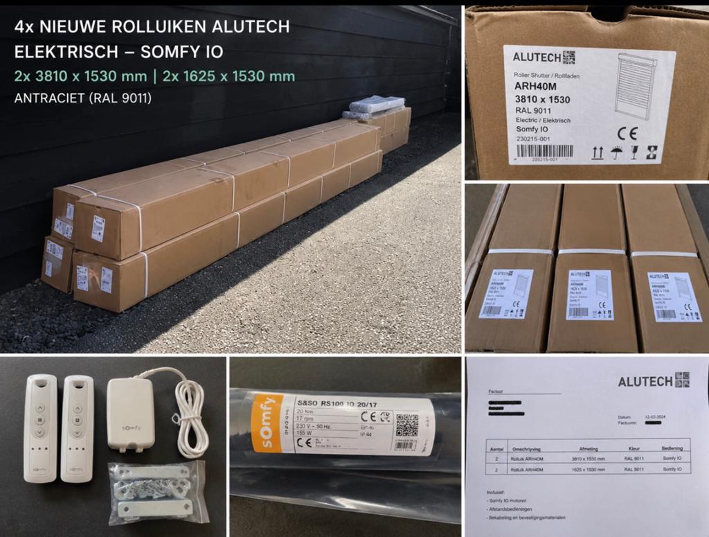 4x NIEUWE Elektrische Rolluiken Alutech + Somfy IO, Ophalen of Verzenden, Zo goed als nieuw, 200 cm of meer
