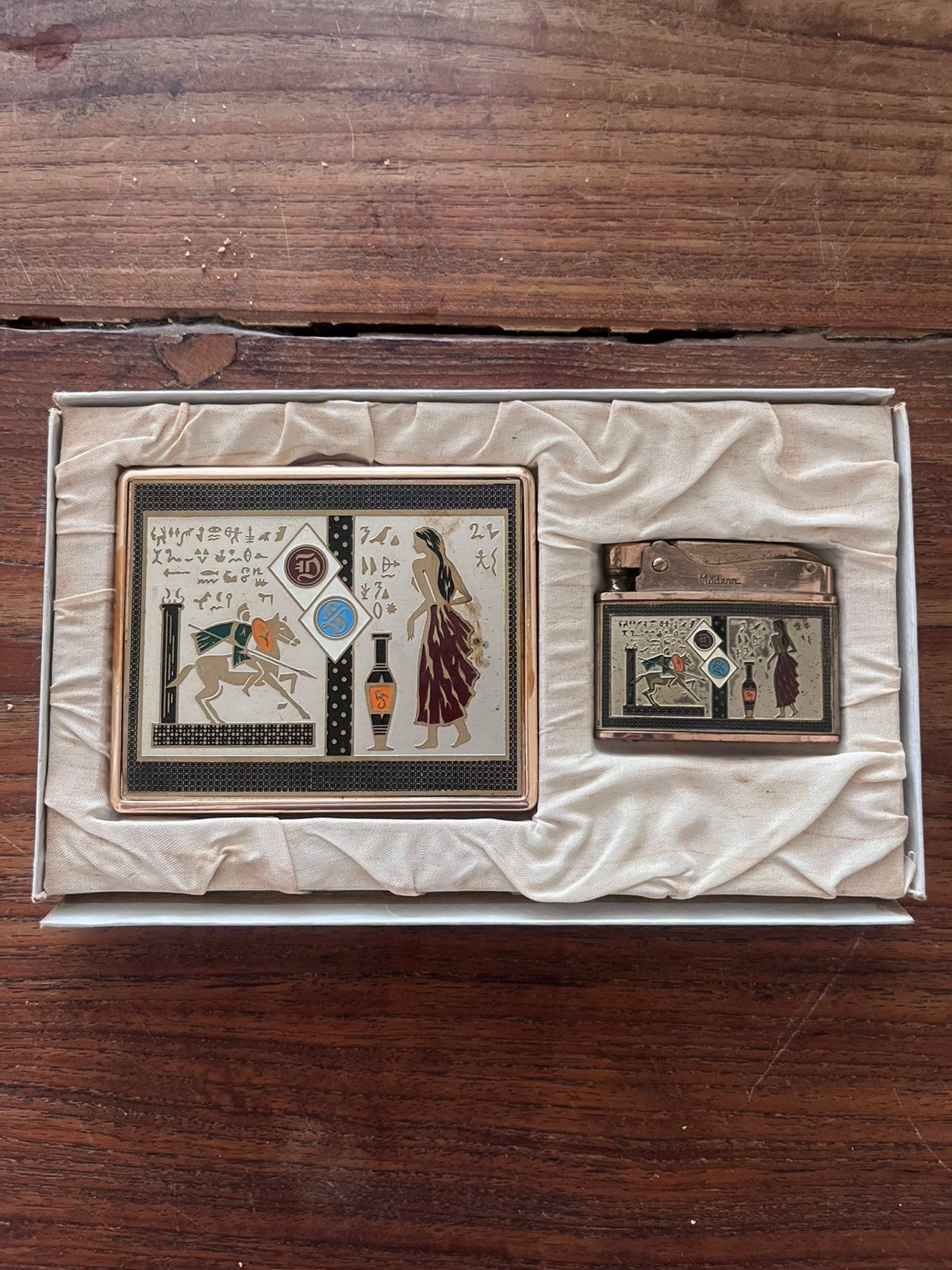 Vintage sigarettenkoker met aansteker – Egyptisch design, Ophalen of Verzenden