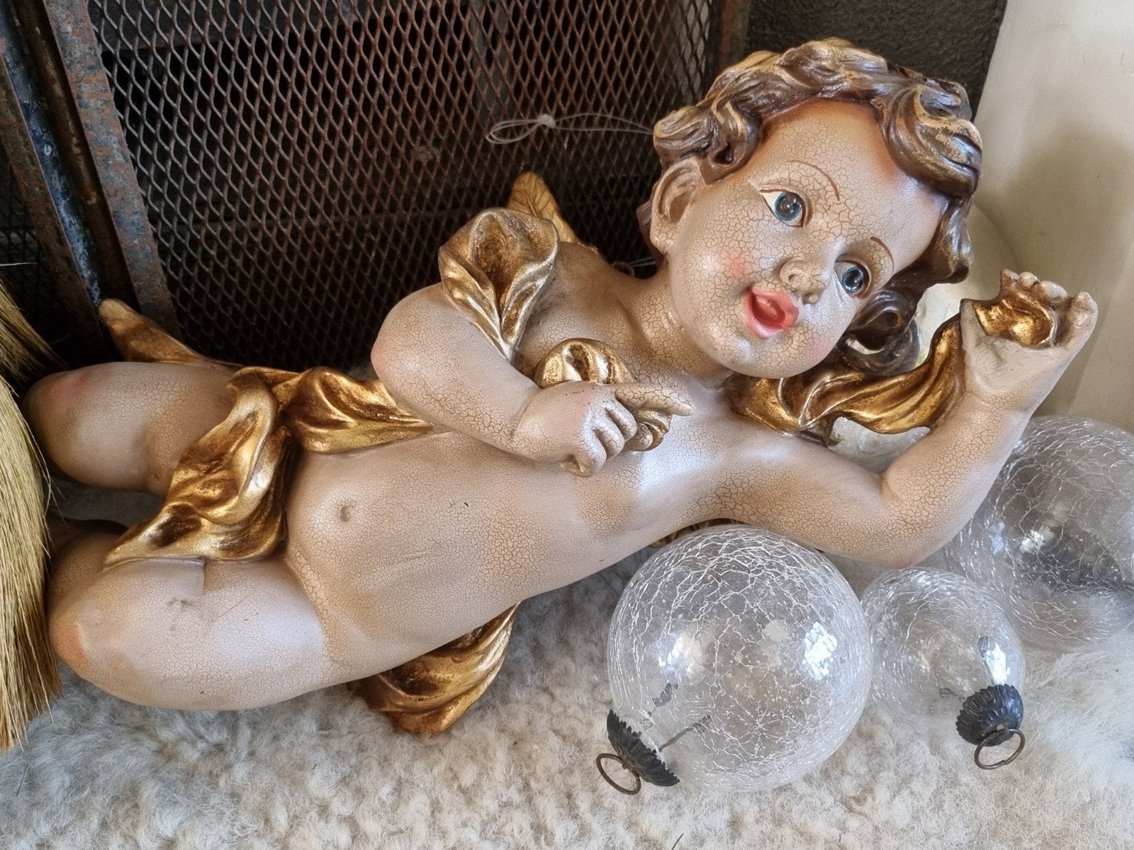 Vintage Cherubijn Beeldje - Decoratieve Engel, Ophalen of Verzenden