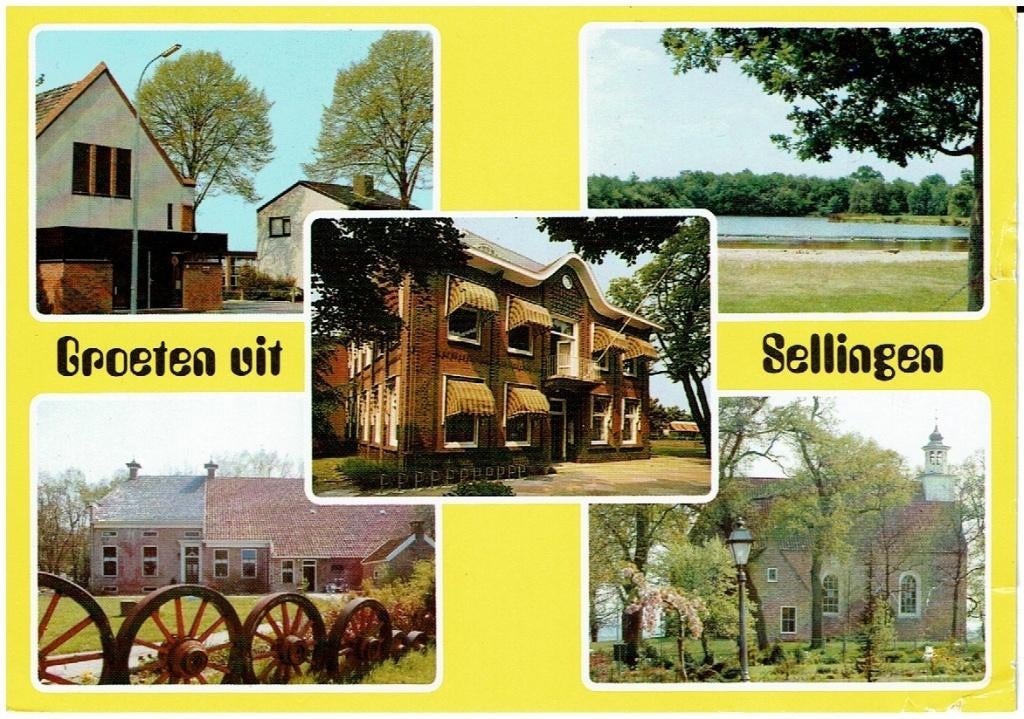 Ansichtkaart Sellingen, 5-luik, boerderij, recreatieplas, Ophalen of Verzenden, 1980 tot heden, Gelopen, Groningen