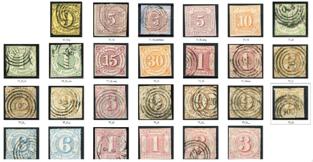 Duitse Staaten - Thurn Taxis lot 25 zegels gestempeld, Postzegels en Munten, Ophalen of Verzenden, Overige periodes, Gestempeld