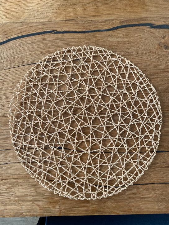 Set van 4 gevlochten placemats, Ophalen, Beige, Natuurlijk materiaal, Landelijk