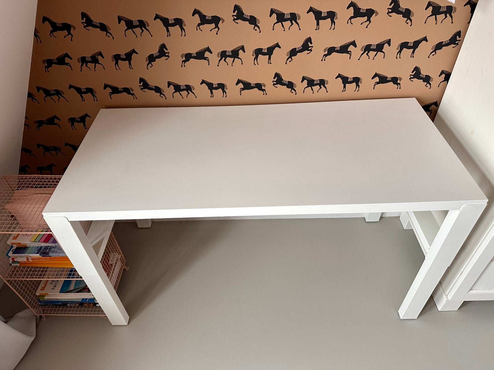 Kinderbureau Pahl Ikea, verstelbaar, 128 cm breed, wit, Huis en Inrichting, Bureaus, Ophalen, Zo goed als nieuw