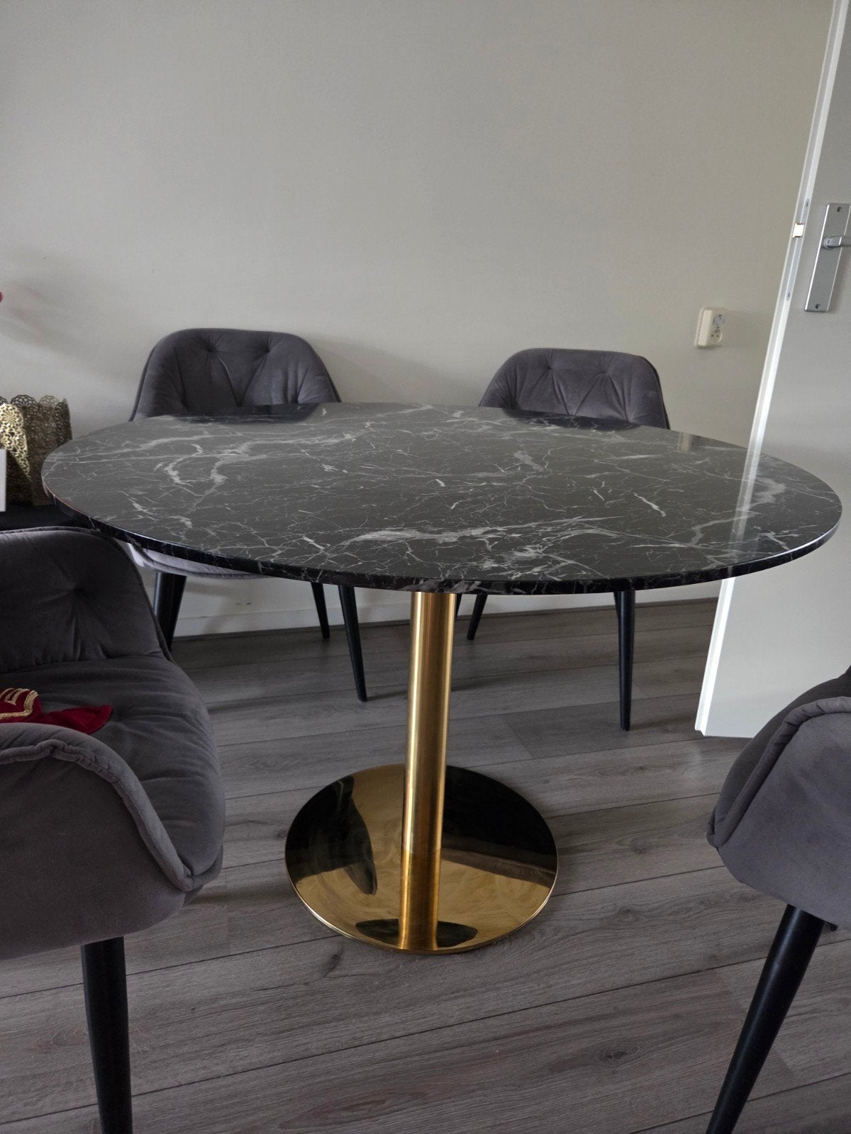 marmer eettafel, Huis en Inrichting, Tafels | Eettafels, Ophalen, Zo goed als nieuw, Rond, 50 tot 100 cm