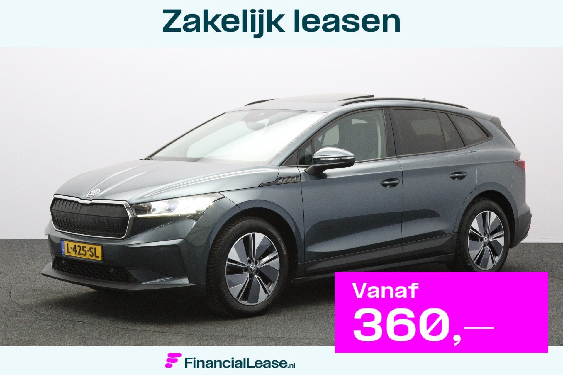 Skoda Enyaq iV 60 180 PK, SOH 93 %, Panoramadak, Camera, Car, Automaat, Gebruikt, Zwart, Leder en Stof
