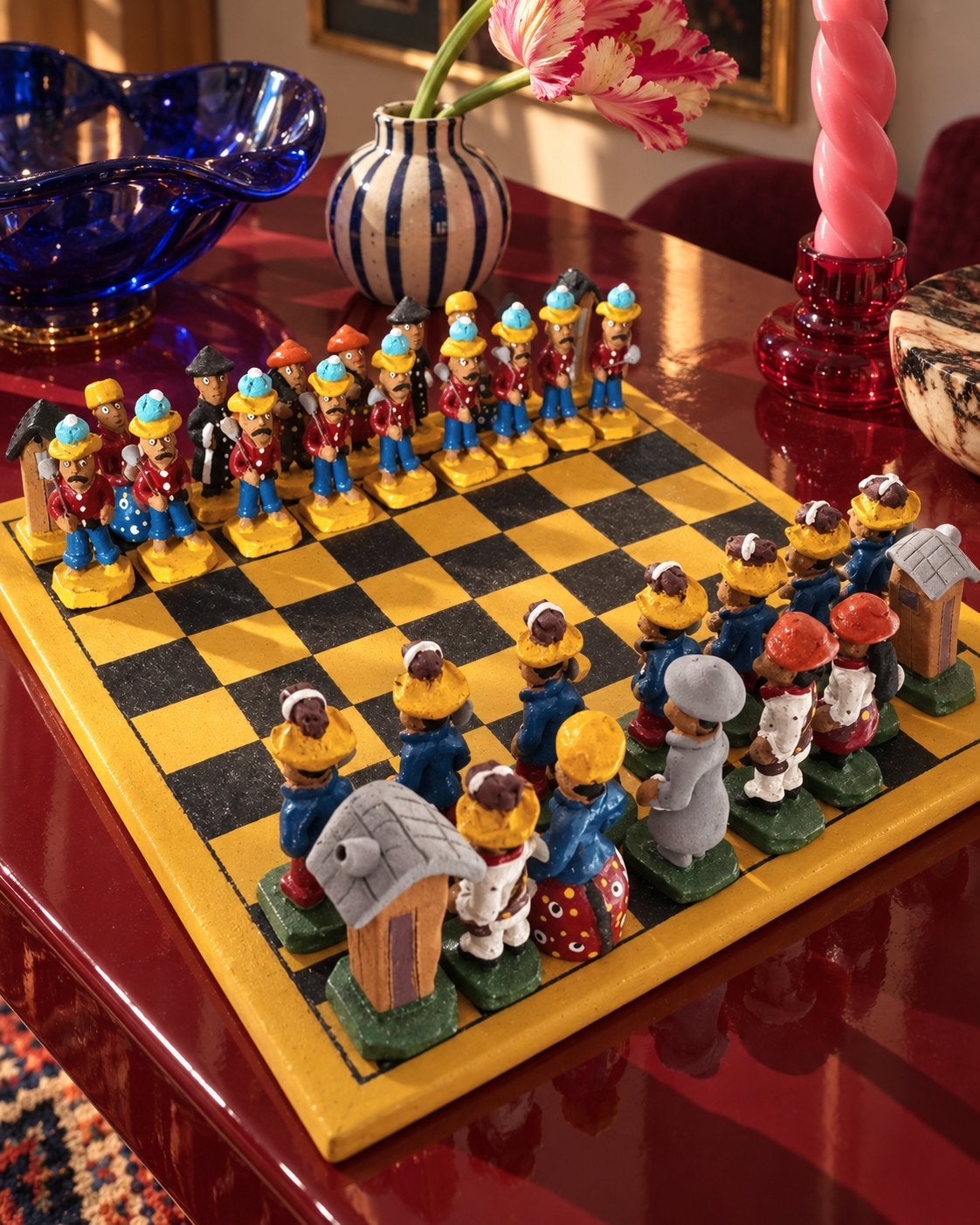 Vintage Handgemaakt Braziliaans Schaakspel - Keramiek, Een of twee spelers, Ophalen of Verzenden, Gebruikt
