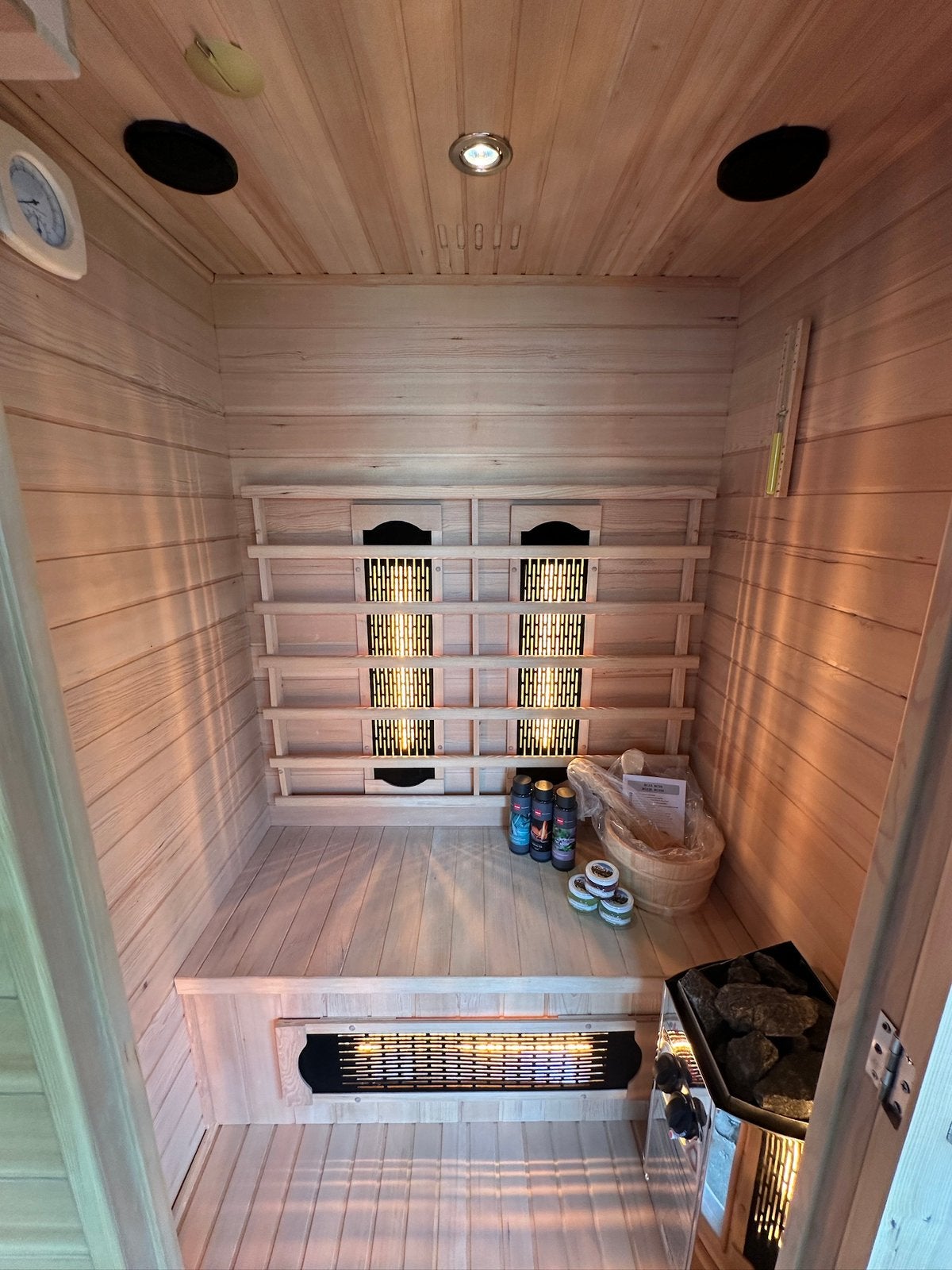 COMBI SAUNA | Infrarood + Finse sauna | GRATIS BEZORGING, Sport en Fitness, Sauna, Ophalen of Verzenden, Zo goed als nieuw, Fins of Traditioneel