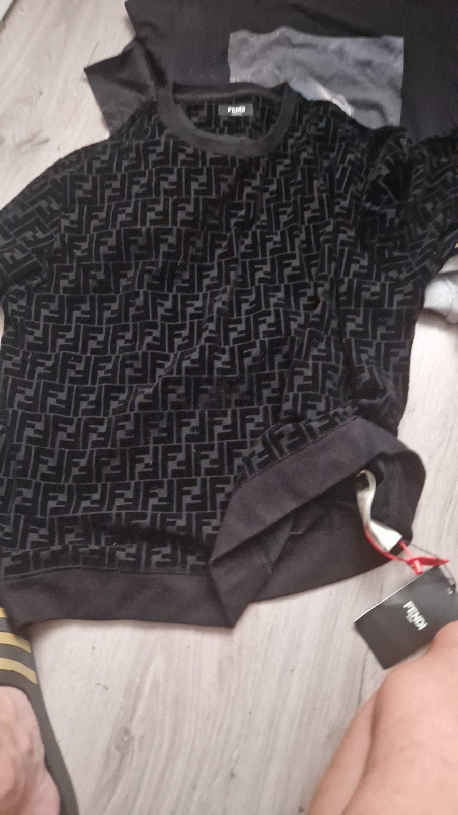 Fendi sweater met FF-logo patroon, Zwart, Nieuw, Overige maten, Ophalen of Verzenden