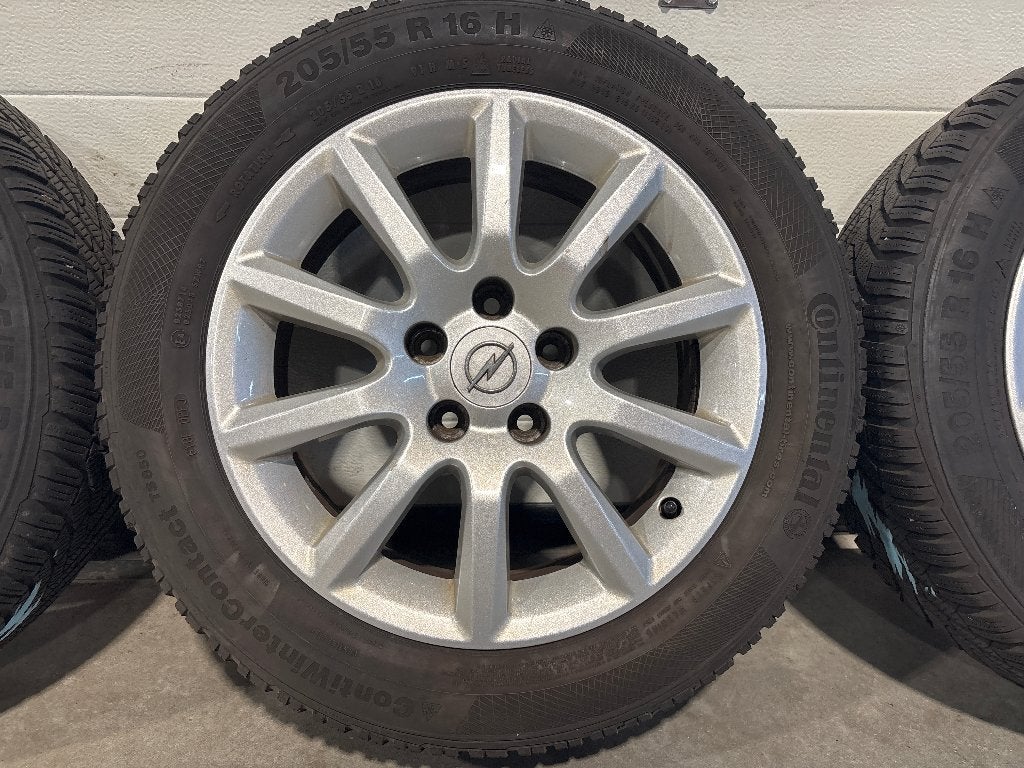 16" opel continental winterbanden st. 5 x 110 meriva,zafira, Ophalen, Gebruikt, 16 inch, Banden en Velgen