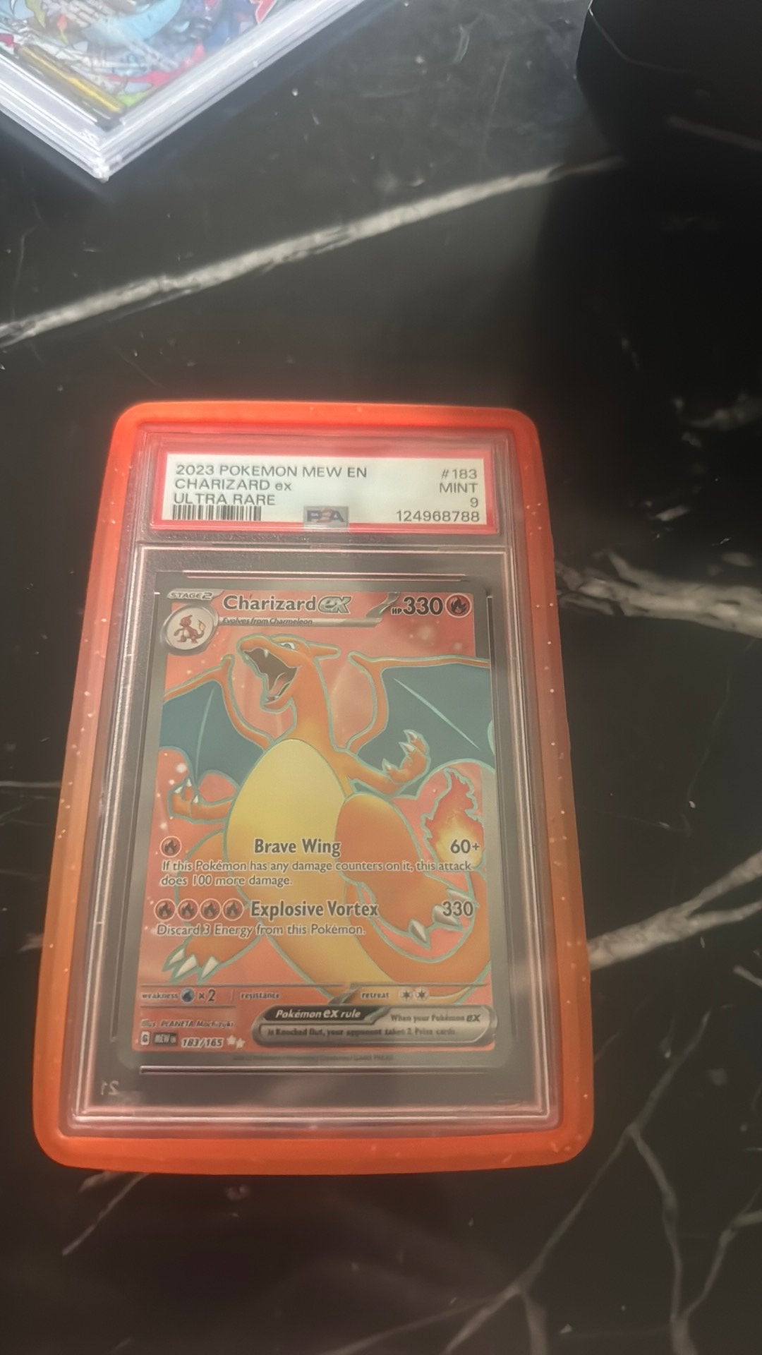 PSA 9 Charizard ex 2023 Pokemon Mew en Ultra Rare, Ophalen of Verzenden, Zo goed als nieuw, Losse kaart