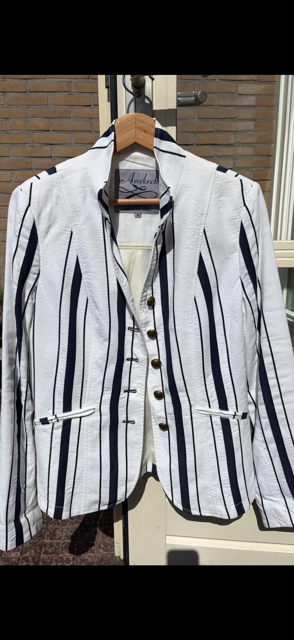 Colbertjasje Van Avendonck - Blauw/Wit Gestreept Katoen, Ophalen of Verzenden, Gedragen, Blauw, Jasje
