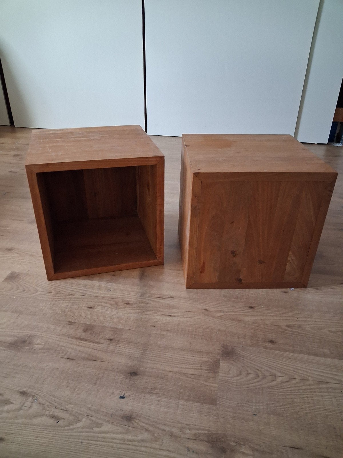 2x teakhouten kubus, Huis en Inrichting, Ophalen, Vierkant, 45 tot 60 cm