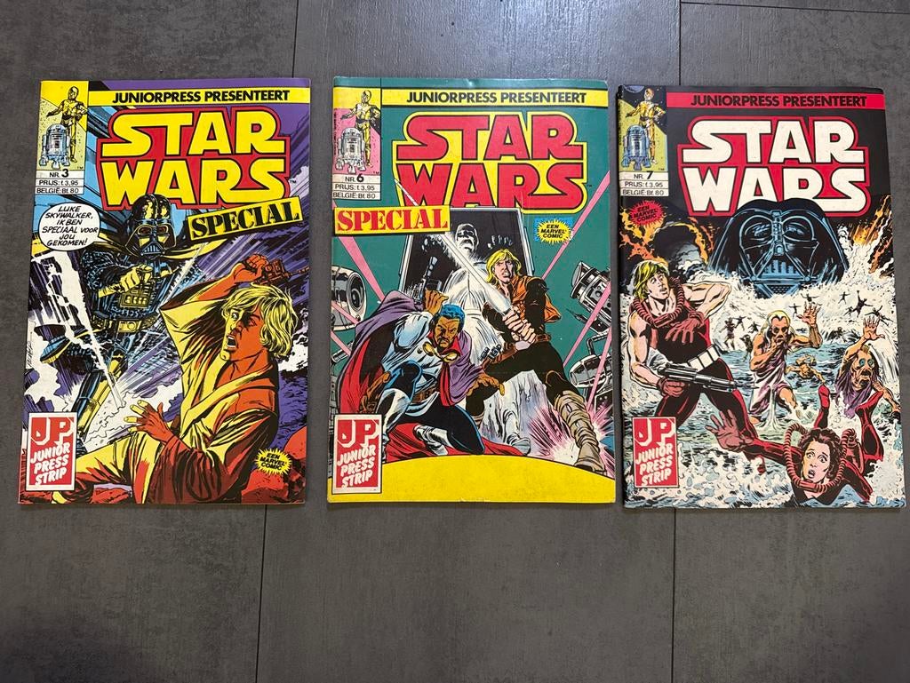 3 Star Wars stripboeken Junior Press 1982-1985 - Zeer Goed, Meerdere stripboeken, Ophalen of Verzenden, Zo goed als nieuw